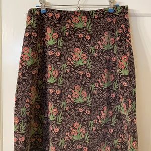 Anthropologie velvet floral skirt